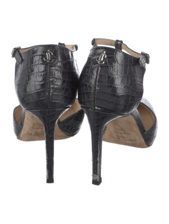 Jimmy Choo Embossed Leather T-Strap Pumps