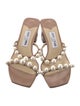 Jimmy Choo Faux Pearl Accents Leather Slides