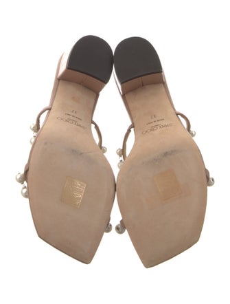 Jimmy Choo Faux Pearl Accents Leather Slides