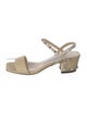 Jimmy Choo Faux Pearl Accents Straw Sandals