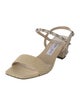 Jimmy Choo Faux Pearl Accents Straw Sandals