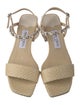 Jimmy Choo Faux Pearl Accents Straw Sandals
