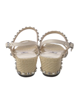 Jimmy Choo Faux Pearl Accents Straw Sandals