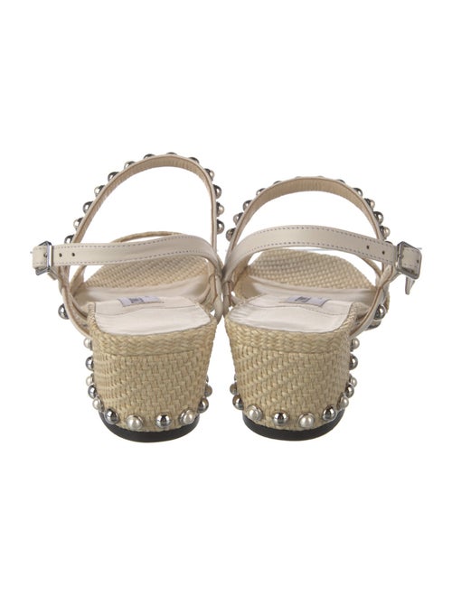 Jimmy Choo Faux Pearl Accents Straw Sandals