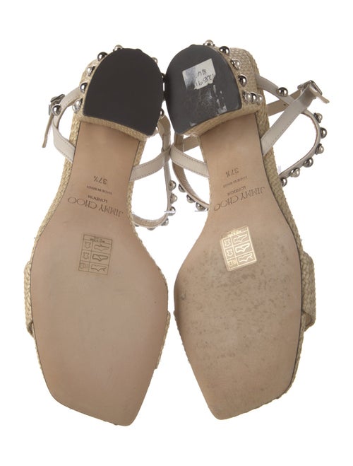 Jimmy Choo Faux Pearl Accents Straw Sandals
