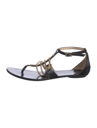 Jimmy Choo Chain-Link Accents T-Strap Sandals