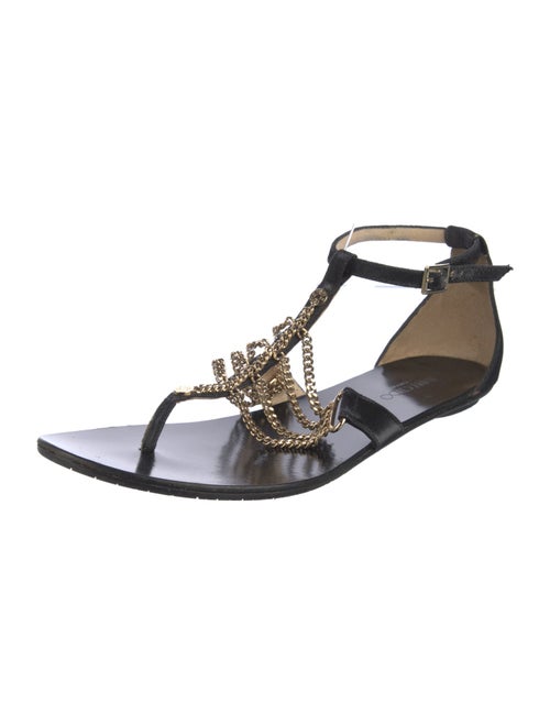 Jimmy Choo Chain-Link Accents T-Strap Sandals