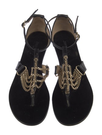 Jimmy Choo Chain-Link Accents T-Strap Sandals