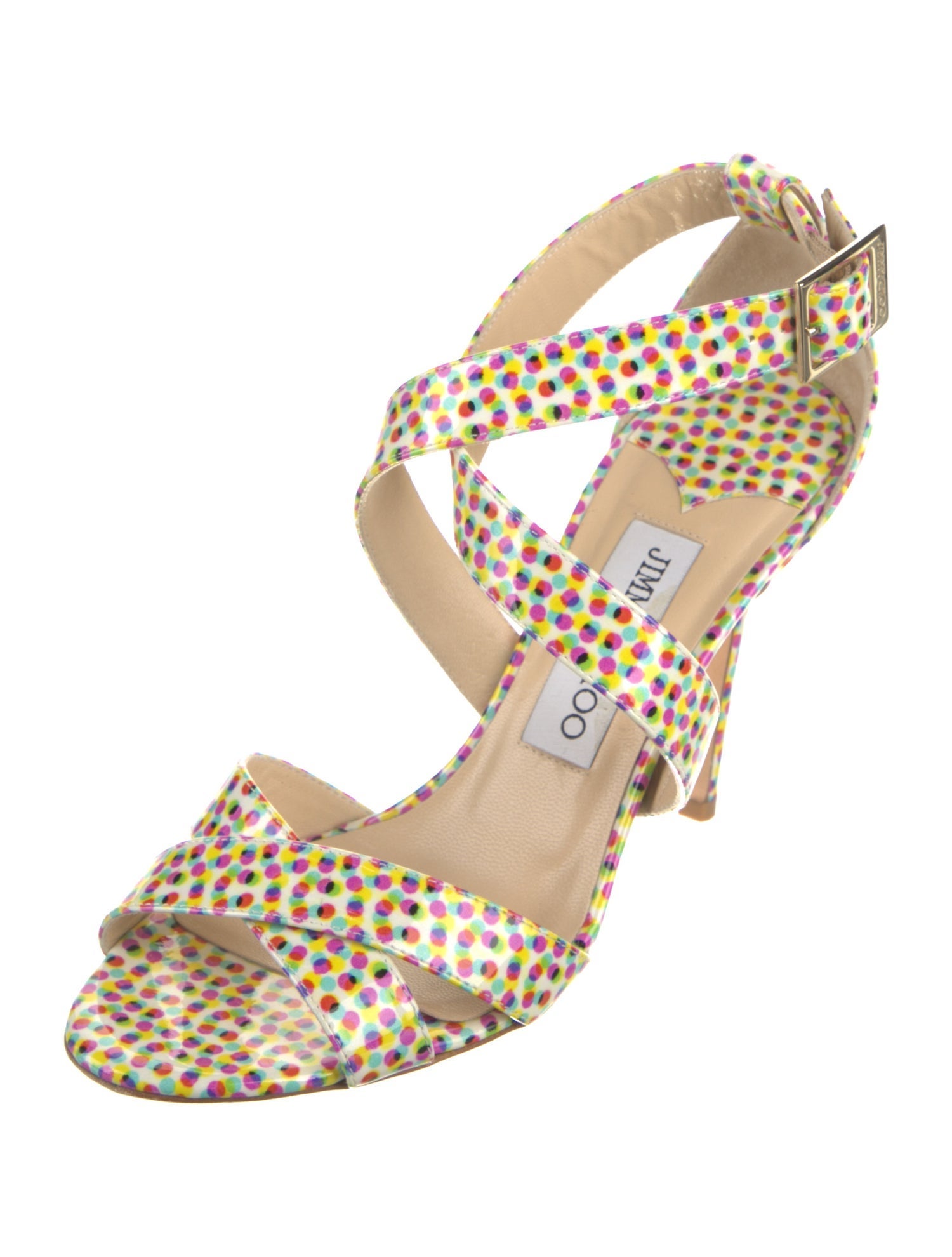 Jimmy Choo Patent Leather Polka Dot Print Sandals
