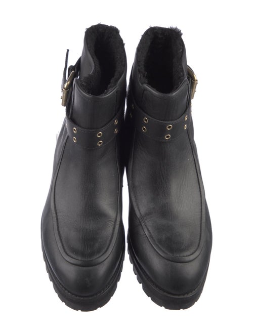 Jimmy Choo Leather Fur Trim Rain Boots