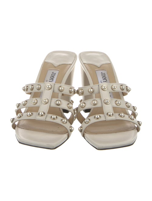 Jimmy Choo Faux Pearl Accents Leather Slides