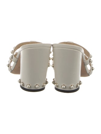 Jimmy Choo Faux Pearl Accents Leather Slides