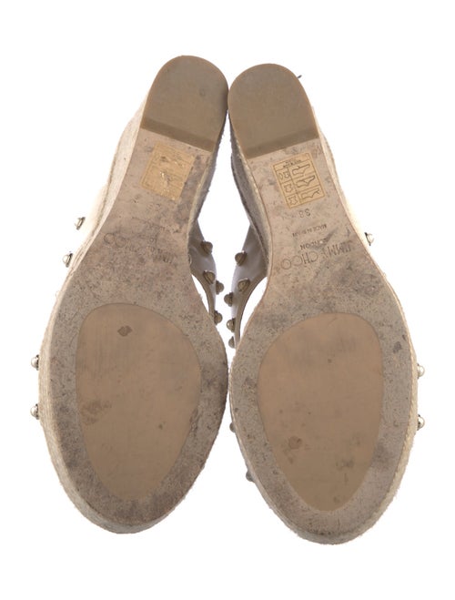 Jimmy Choo Faux Pearl Accents Leather Espadrilles