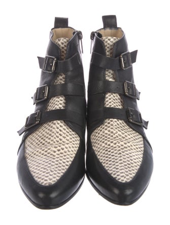 Jimmy Choo Leather Animal Print Combat Boots
