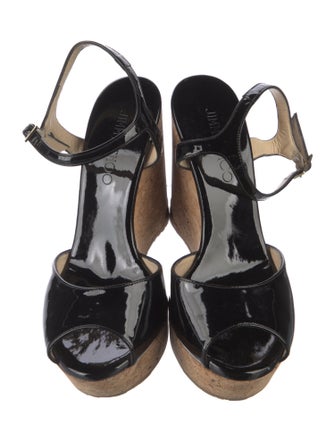 Jimmy Choo Patent Leather Colorblock Pattern Slingback Pumps