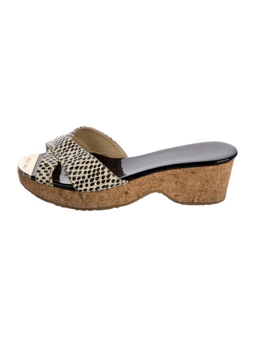 Jimmy Choo Embossed Leather Animal Print Slides