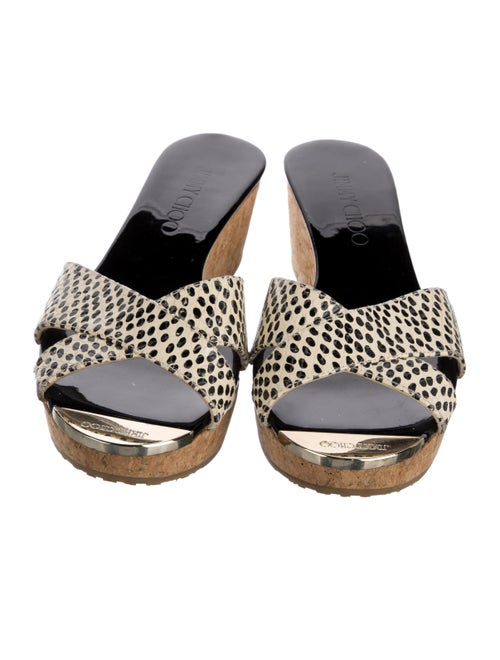 Jimmy Choo Embossed Leather Animal Print Slides
