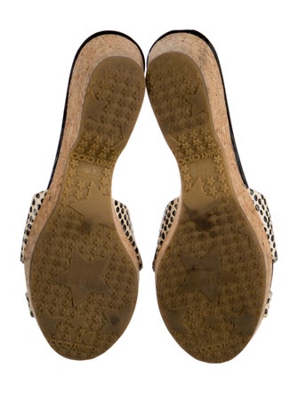 Jimmy Choo Embossed Leather Animal Print Slides