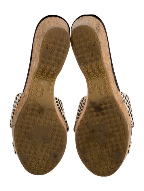 Jimmy Choo Embossed Leather Animal Print Slides