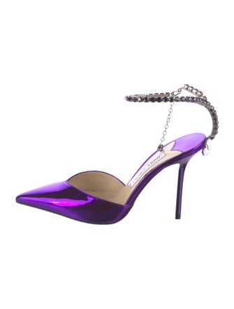 Jimmy Choo Satin Crystal Embellishments Pumps