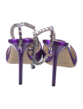 Jimmy Choo Satin Crystal Embellishments Pumps