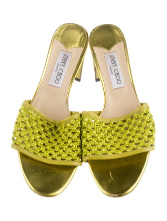 Jimmy Choo Leather Leather Trim Embellishment Slides