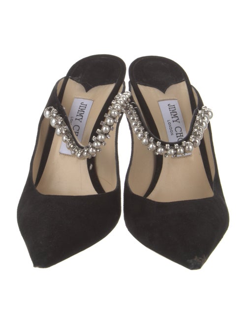 Jimmy Choo Faux Pearl Accents Suede Mules
