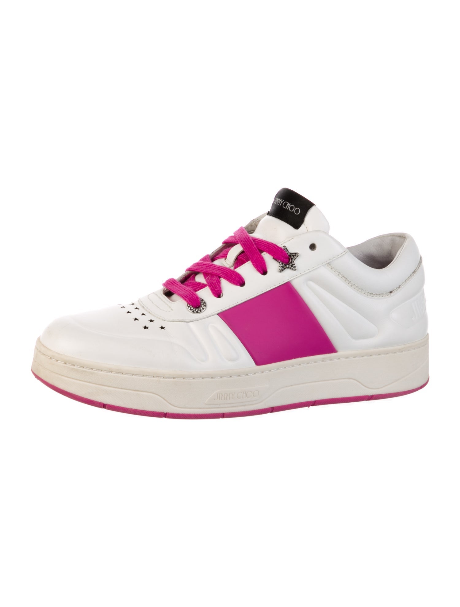 Jimmy Choo Leather Colorblock Pattern Sneakers