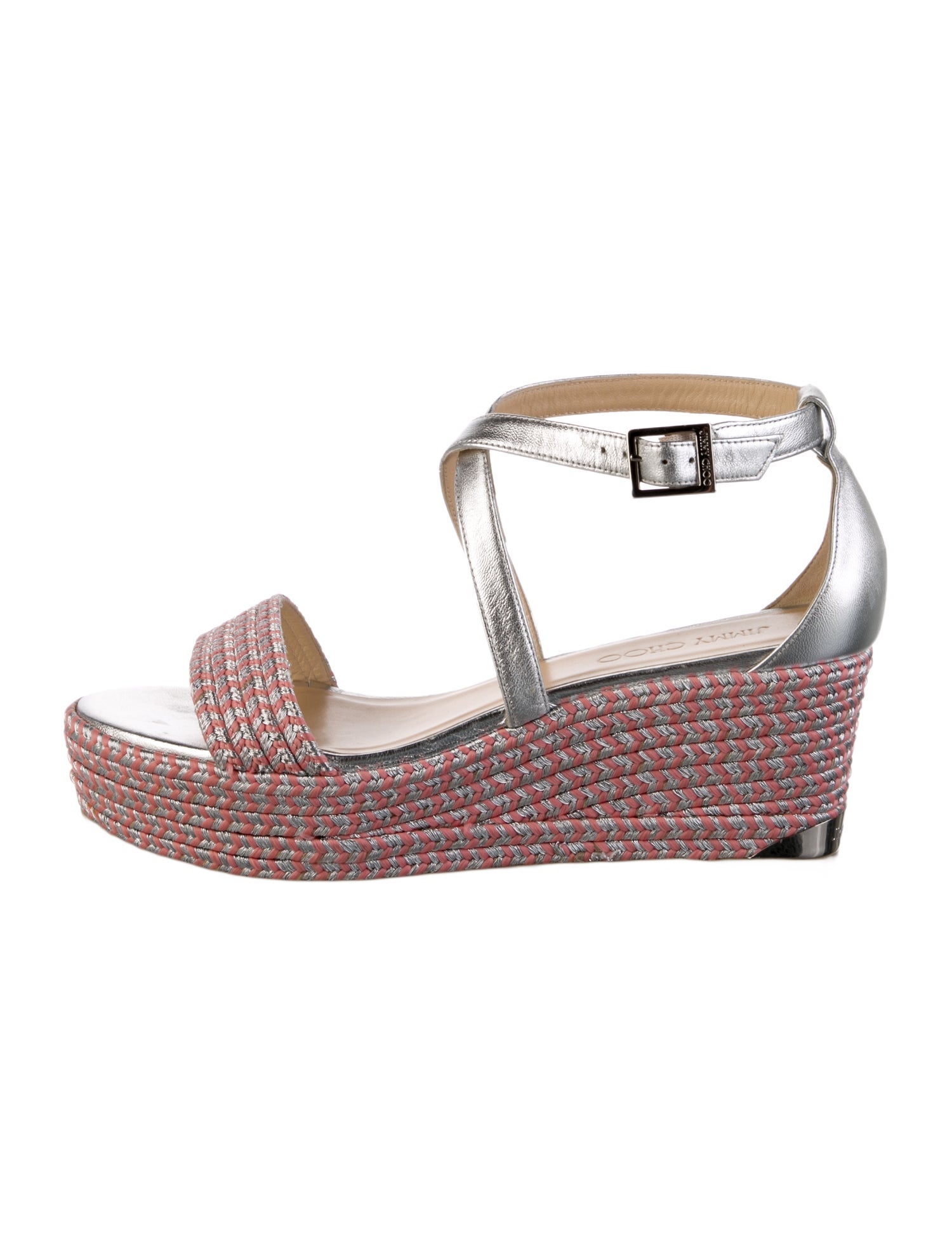 Jimmy Choo Leather Colorblock Pattern Espadrilles