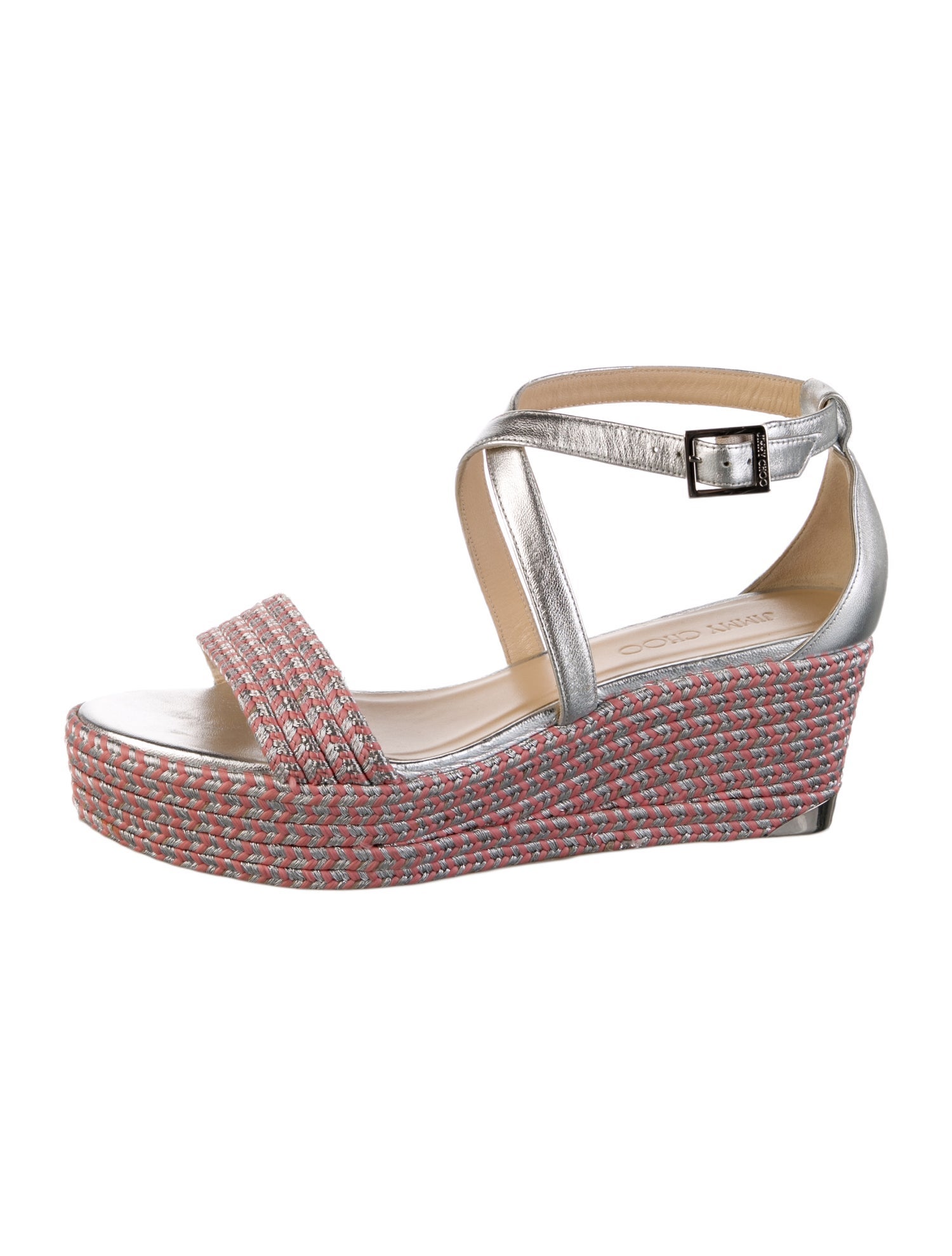 Jimmy Choo Leather Colorblock Pattern Espadrilles