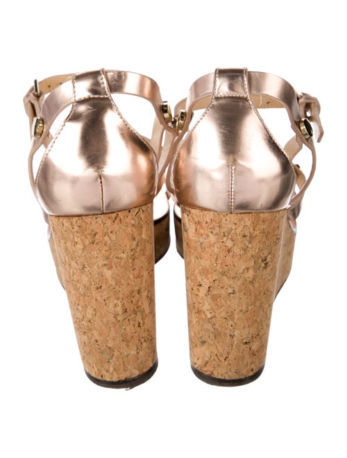 Jimmy Choo Leather Colorblock Pattern T-Strap Sandals