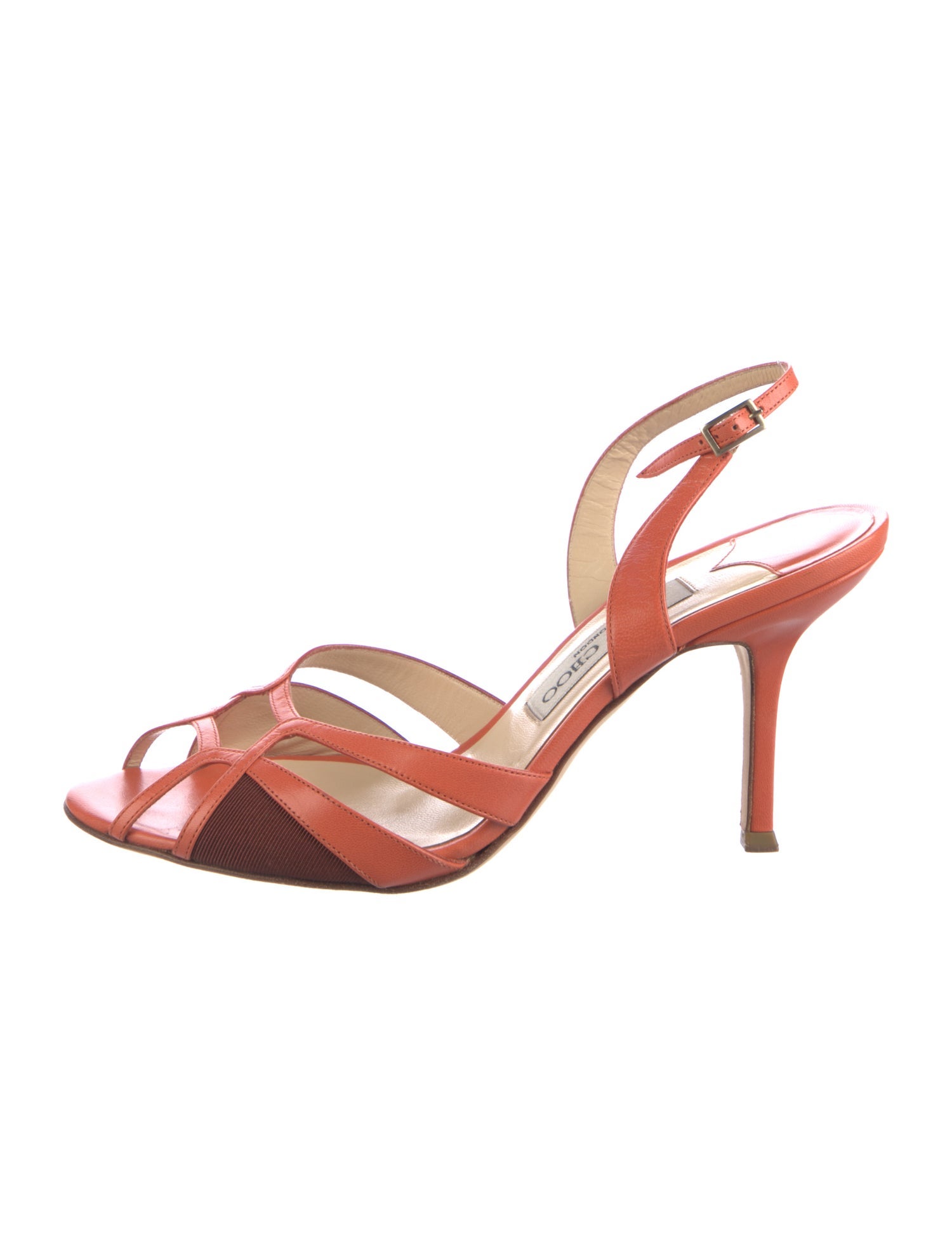 Jimmy Choo Leather Colorblock Pattern Slingback Sandals