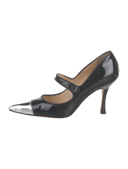 Manolo Blahnik Patent Leather Colorblock Pattern Pumps