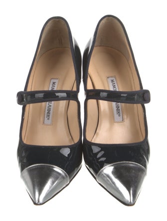 Manolo Blahnik Patent Leather Colorblock Pattern Pumps