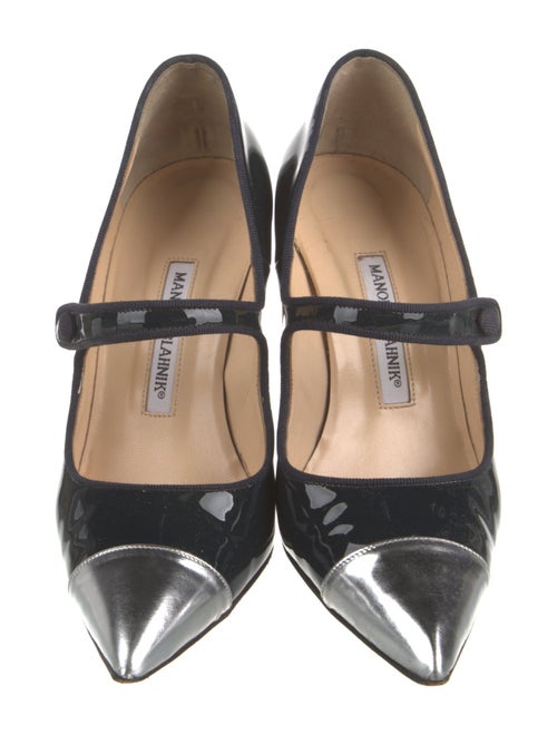 Manolo Blahnik Patent Leather Colorblock Pattern Pumps