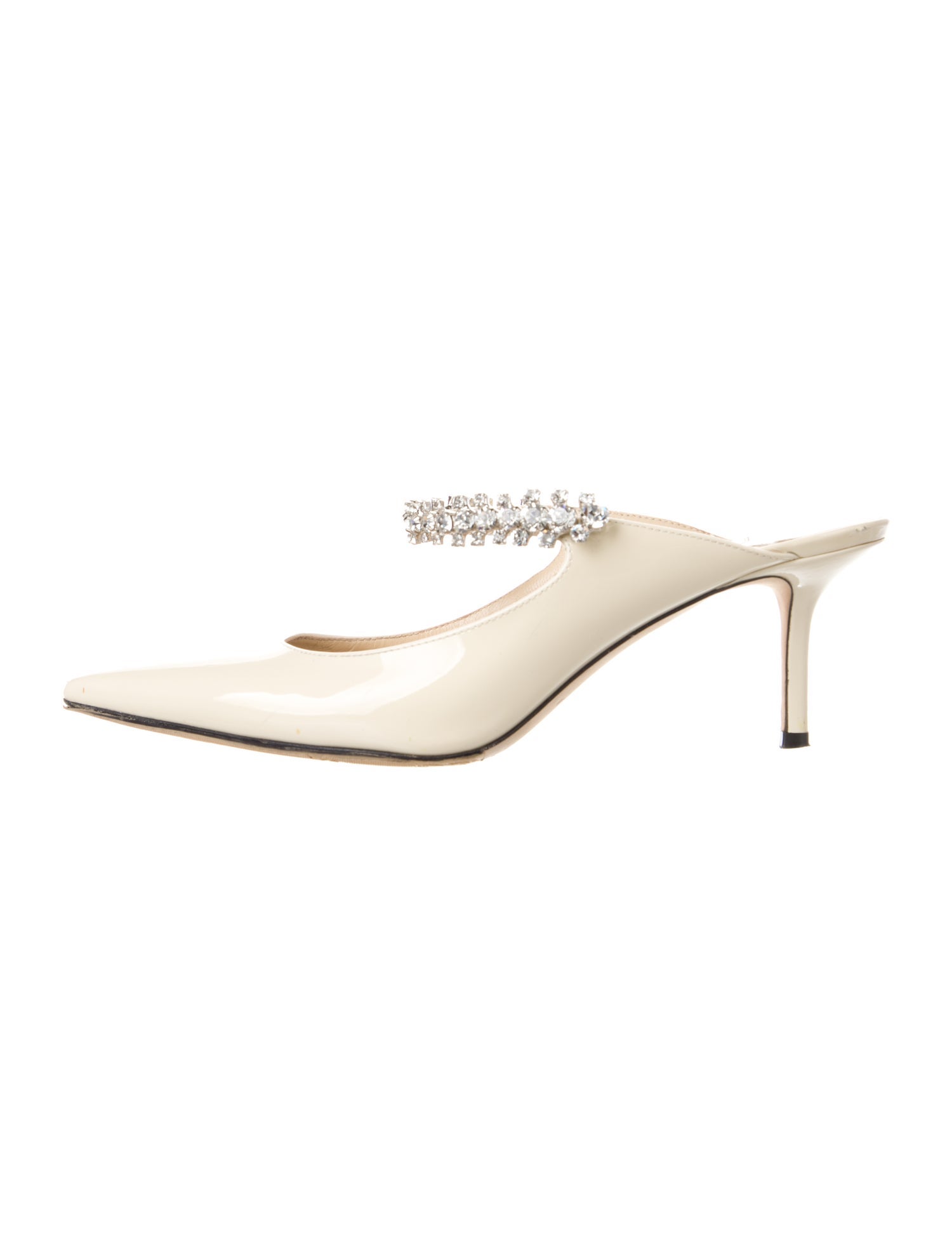 Jimmy Choo Patent Leather Crystal Embellishments Mules