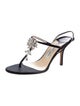 Jimmy Choo Satin Crystal Embellishments T-Strap Sandals