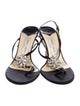 Jimmy Choo Satin Crystal Embellishments T-Strap Sandals