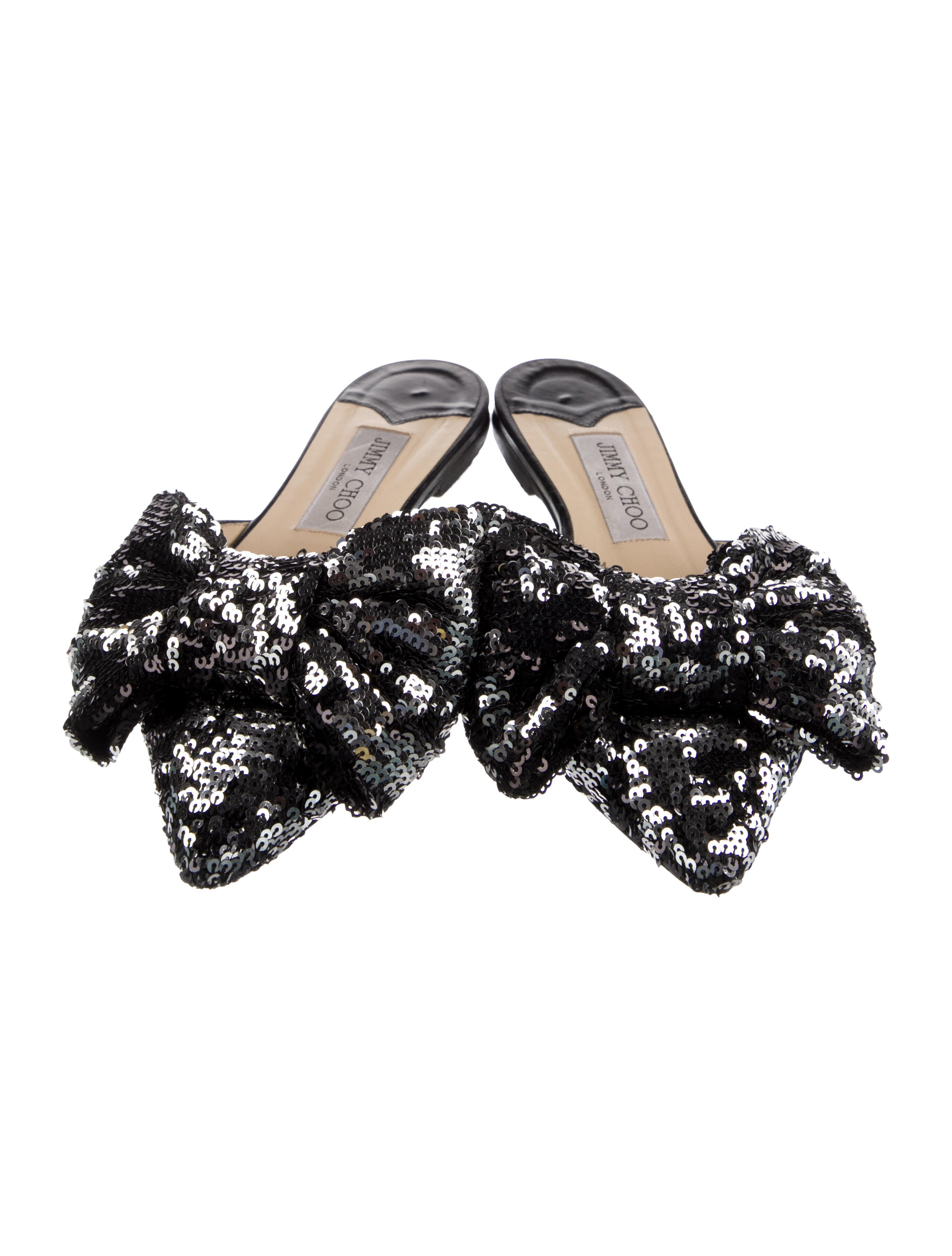 Jimmy Choo Sequins Bow Accents Mules