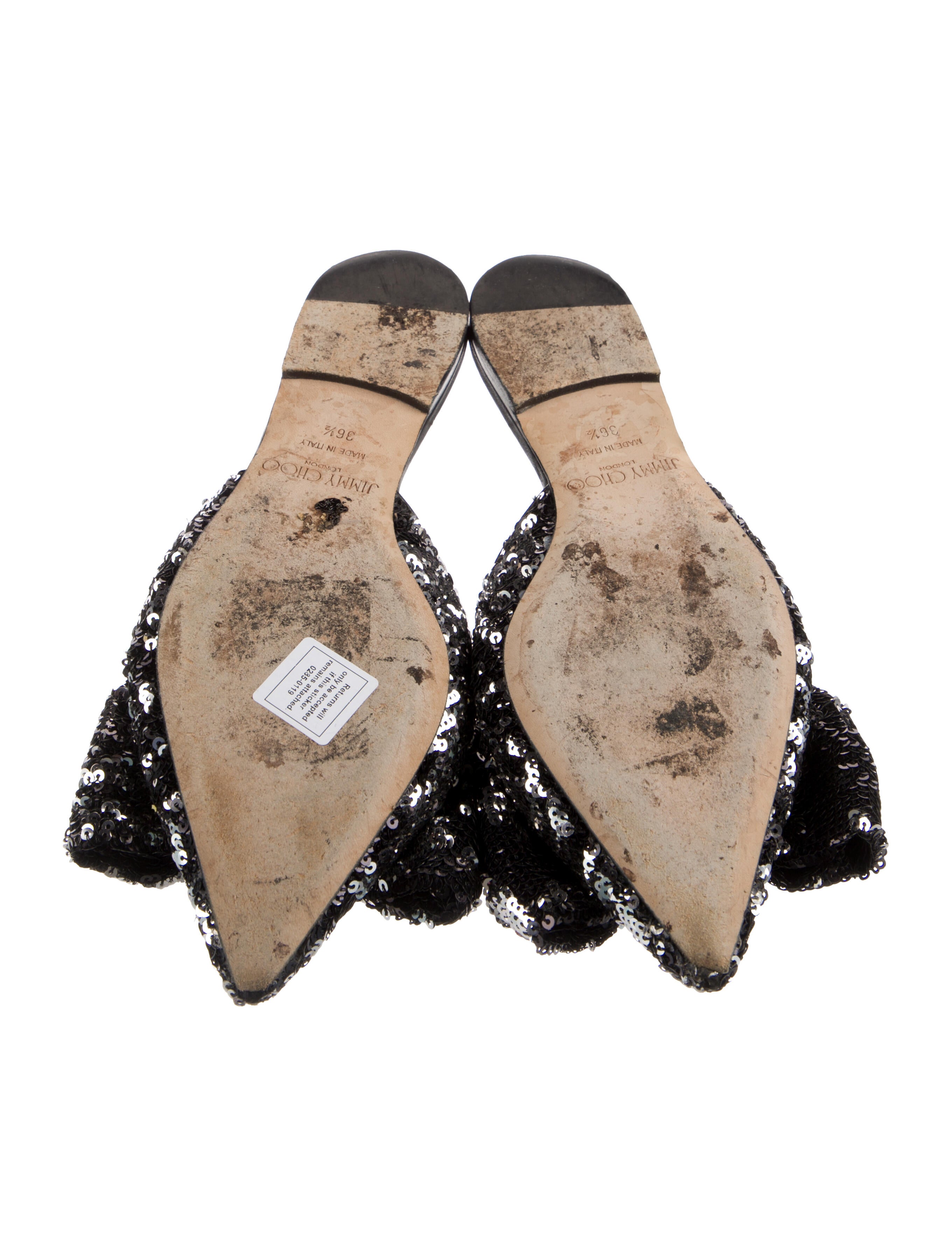 Jimmy Choo Sequins Bow Accents Mules
