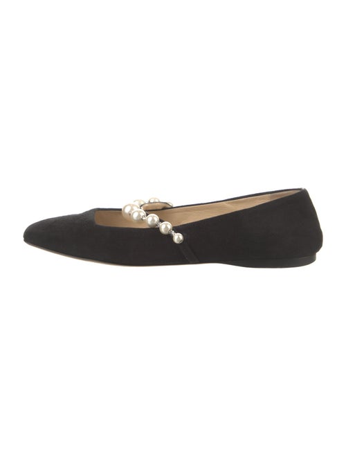 Jimmy Choo Faux Pearl Accents Suede Ballet Flats