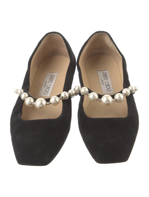Jimmy Choo Faux Pearl Accents Suede Ballet Flats
