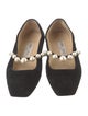 Jimmy Choo Faux Pearl Accents Suede Ballet Flats