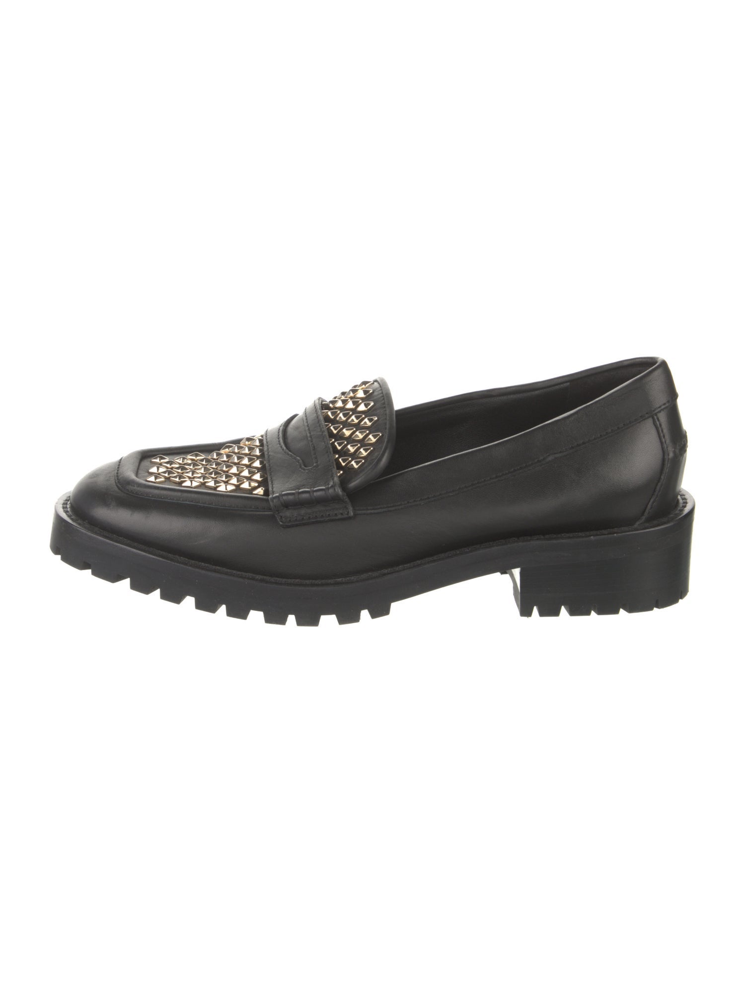 Jimmy Choo Leather Studded Accents Loafers