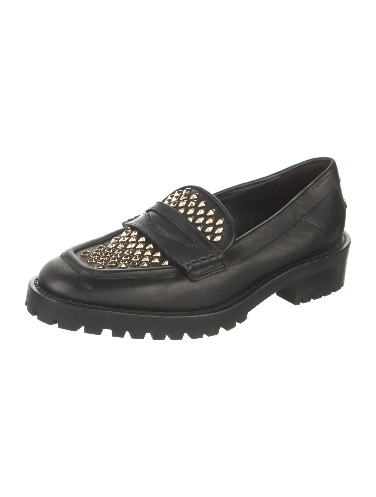 Jimmy Choo Leather Studded Accents Loafers