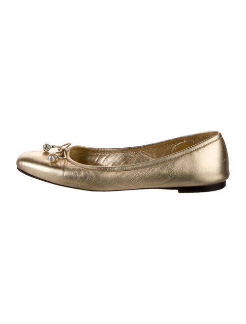 Jimmy Choo Leather Bow Accents Ballet Flats