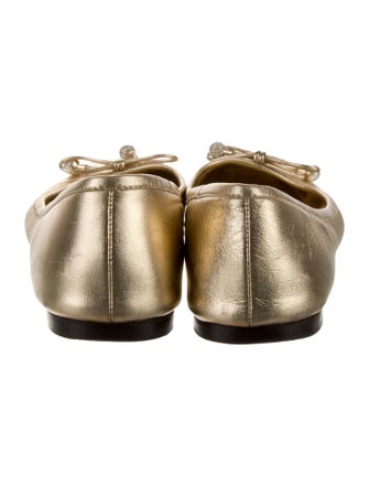 Jimmy Choo Leather Bow Accents Ballet Flats
