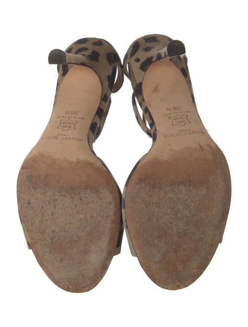 Jimmy Choo Suede Animal Print T-Strap Sandals
