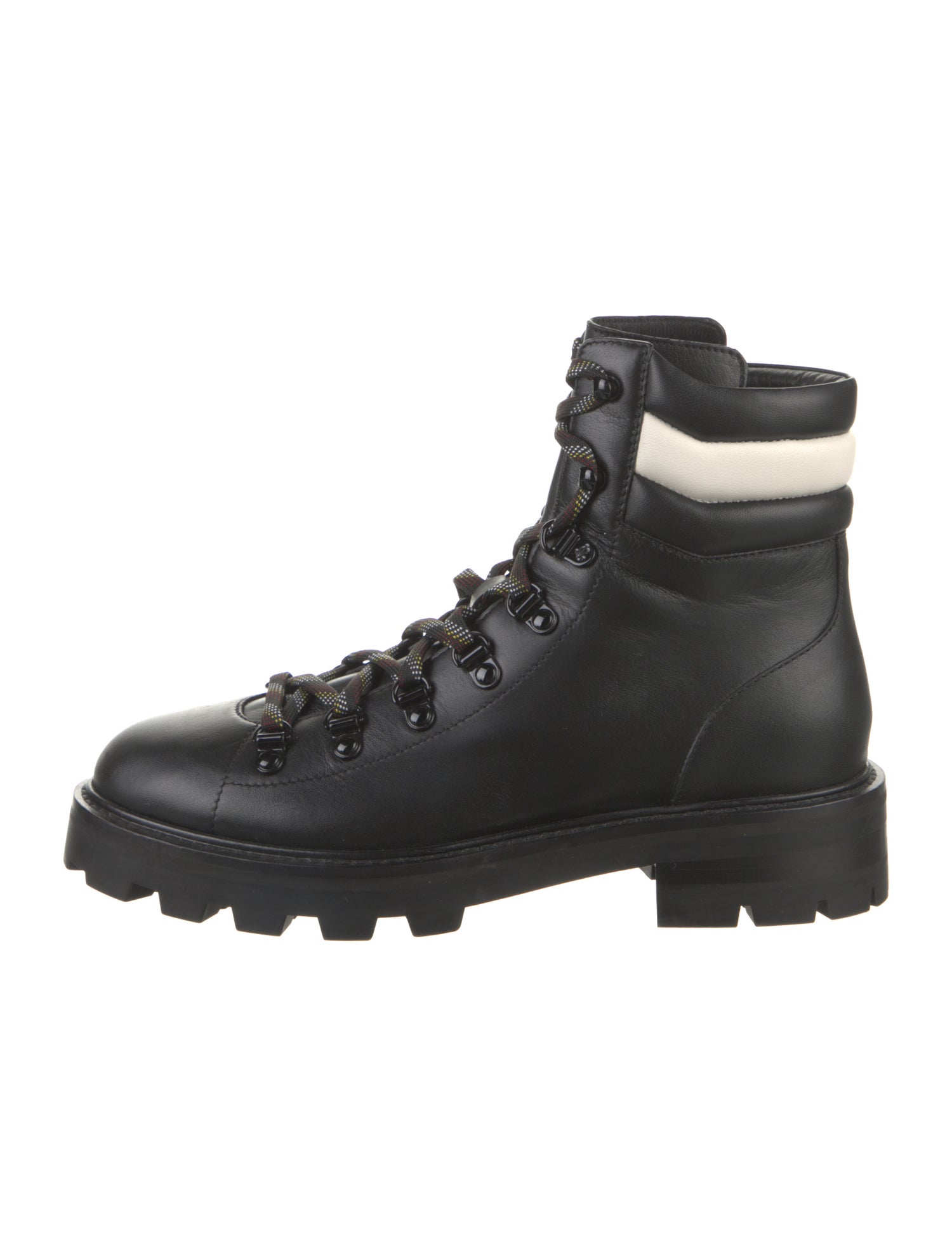 Jimmy Choo Leather Colorblock Pattern Combat Boots