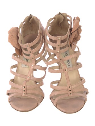 Jimmy Choo Camellia Accent Leather Gladiator Sandals